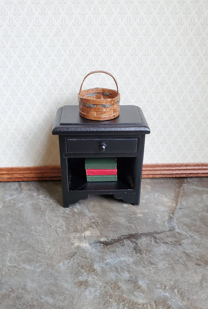 Dollhouse Miniature Nightstand Side Table Black w/ Drawer 1:12 Scale Furniture - Miniature Crush