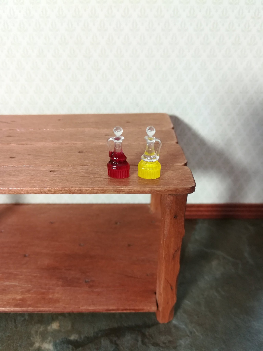 Dollhouse Miniature Oil & Vinegar Cruet Bottles 1:12 Scale Kitchen Accessory - Miniature Crush