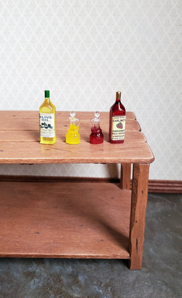 Dollhouse Miniature Oil & Vinegar Cruet Set with Bottles 1:12 Scale Kitchen Accessory - Miniature Crush