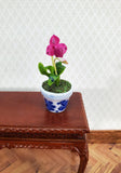 Dollhouse Miniature Orchid Lady Slipper Pink Flowering Plant in Ceramic Pot 1:12 Scale - Miniature Crush