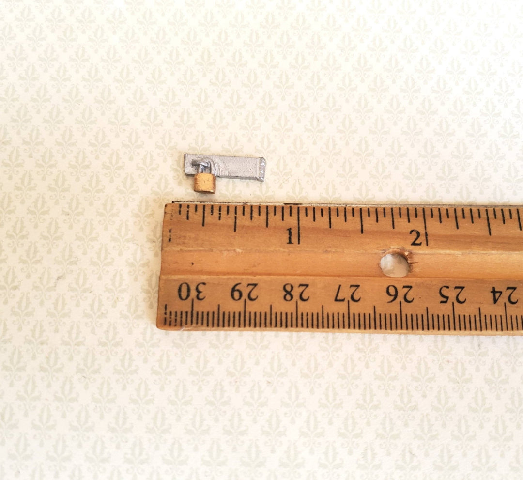 Dollhouse Miniature Padlock with Plate Hasp 1:12 Scale Metal - Miniature Crush
