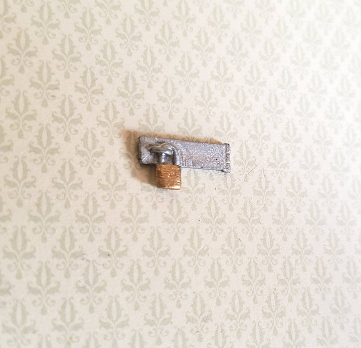 Dollhouse Miniature Padlock with Plate Hasp 1:12 Scale Metal - Miniature Crush