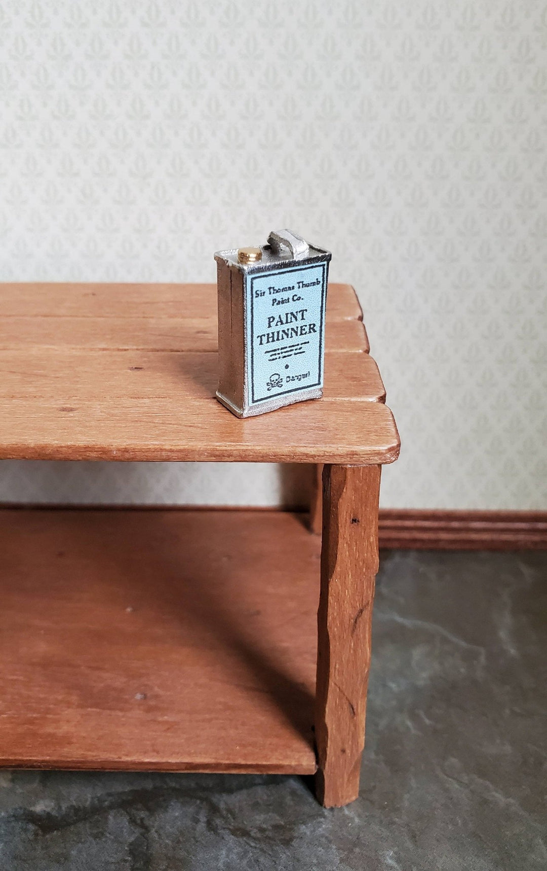 Dollhouse Miniature Paint Thinner Metal Can Sir Thomas Thumb 1:12 Scale - Miniature Crush
