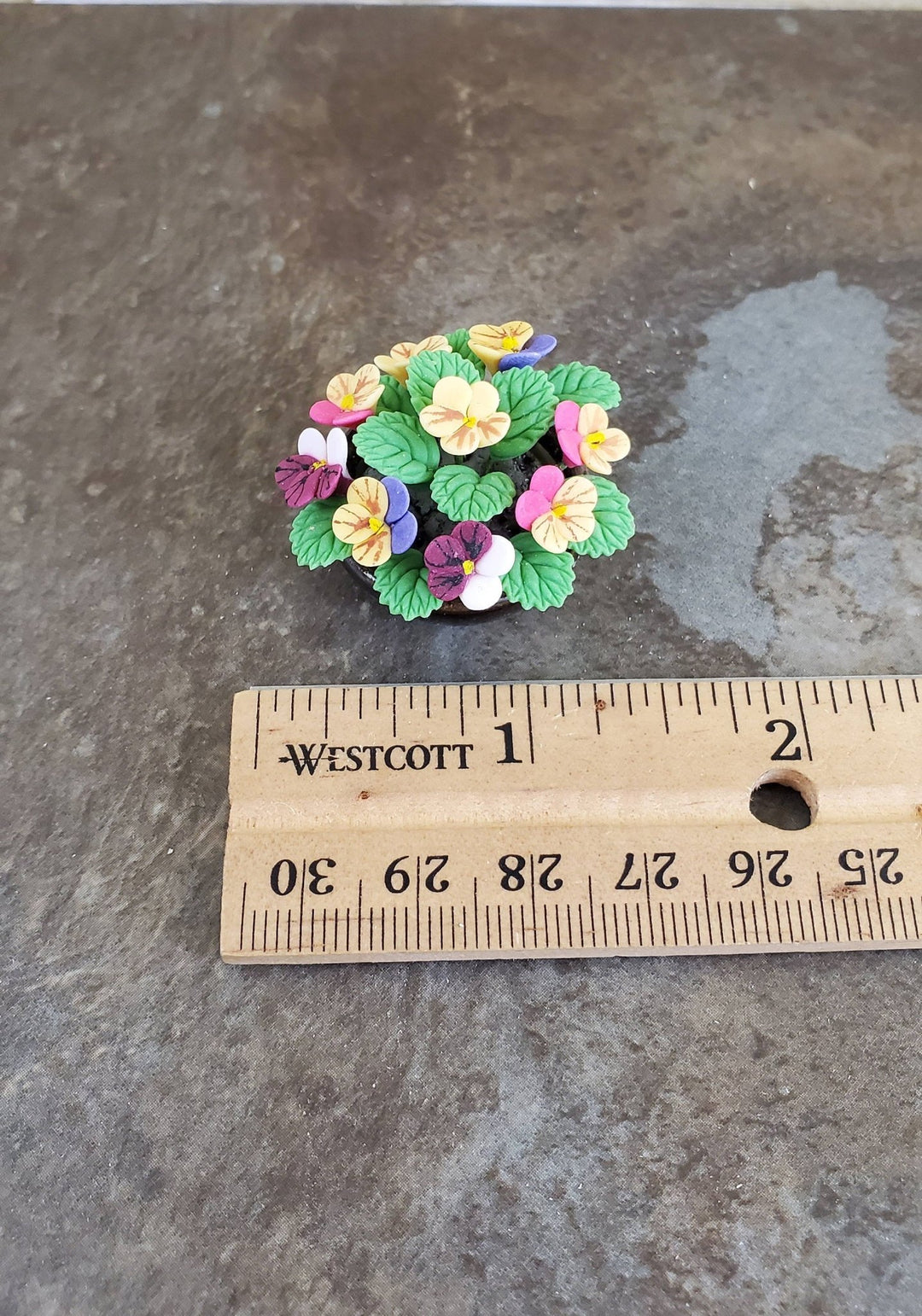 Dollhouse Miniature Pansies in Ceramic Pot 1:12 Scale Plants Garden - Miniature Crush