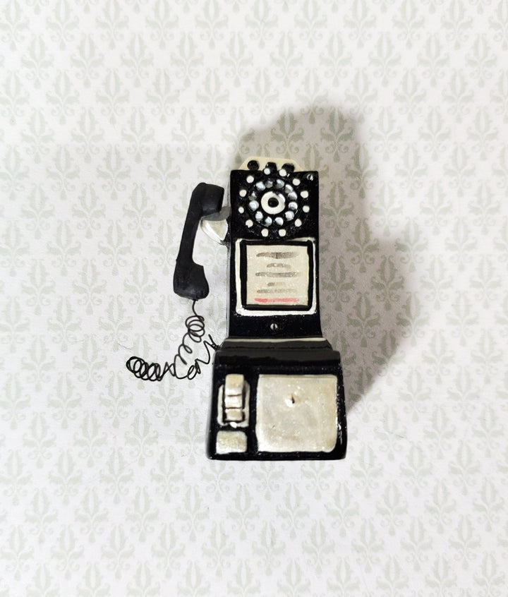 Dollhouse Miniature Pay Phone 1950s Vintage Style Resin 1:12 Scale Telephone - Miniature Crush