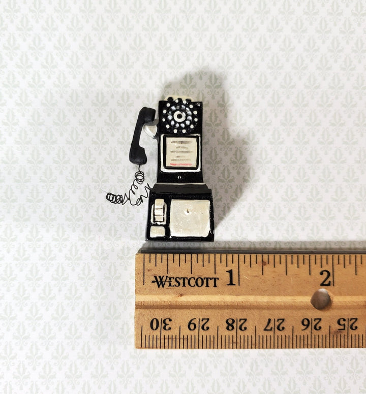 Dollhouse Miniature Pay Phone 1950s Vintage Style Resin 1:12 Scale Telephone - Miniature Crush