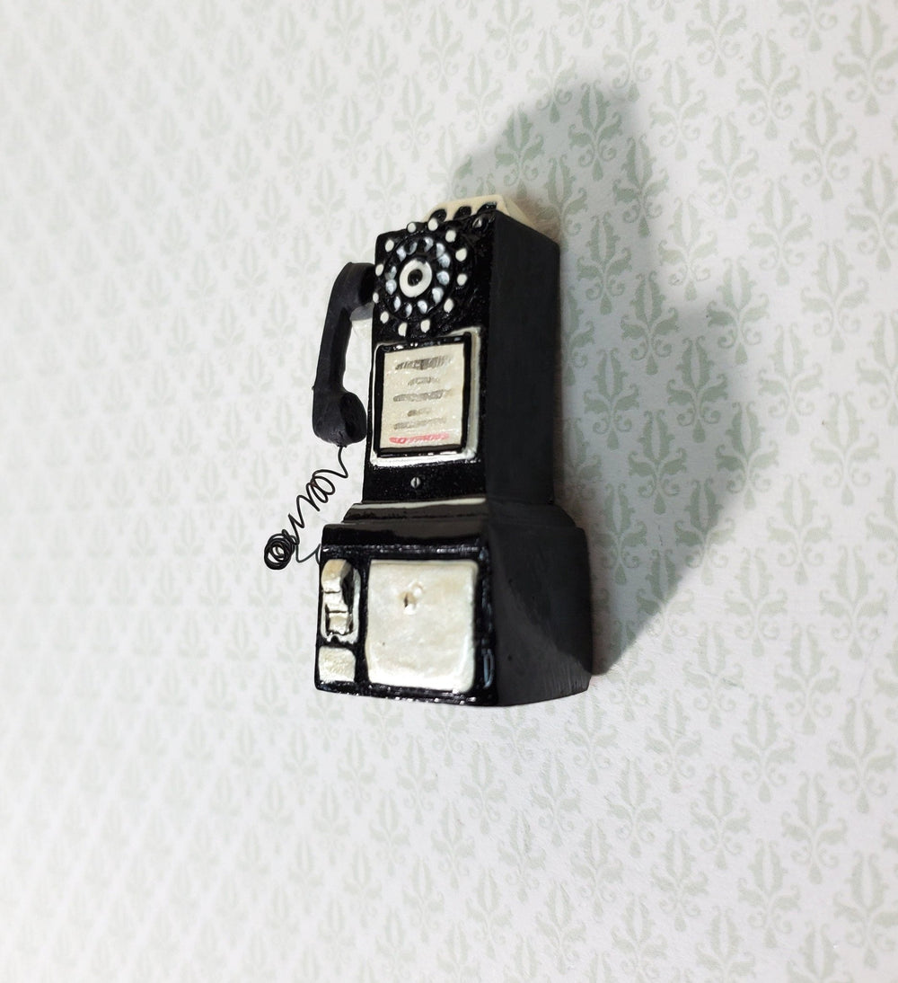 Dollhouse Miniature Pay Phone 1950s Vintage Style Resin 1:12 Scale Telephone - Miniature Crush