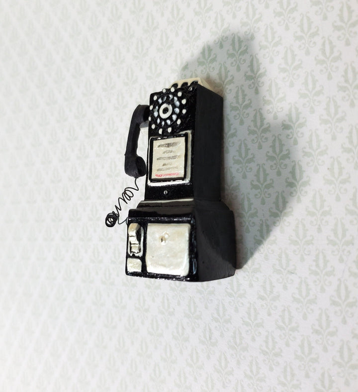 Dollhouse Miniature Pay Phone 1950s Vintage Style Resin 1:12 Scale Telephone - Miniature Crush