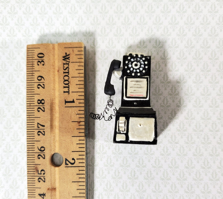 Dollhouse Miniature Pay Phone 1950s Vintage Style Resin 1:12 Scale Telephone - Miniature Crush