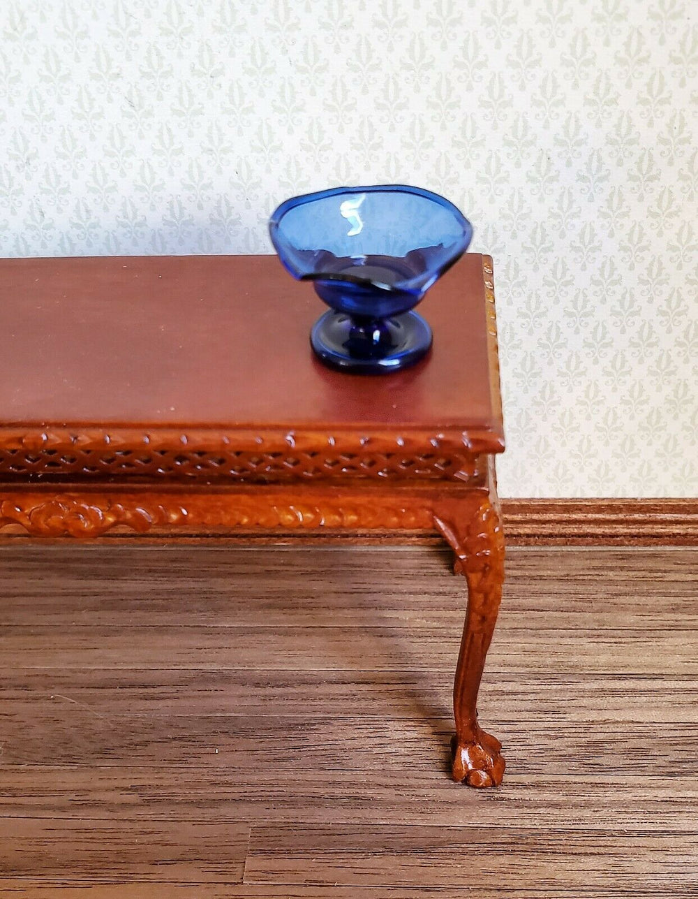Dollhouse Miniature Pedestal Fruit Bowl Cobalt Blue Glass Decorative 1:12 Scale - Miniature Crush