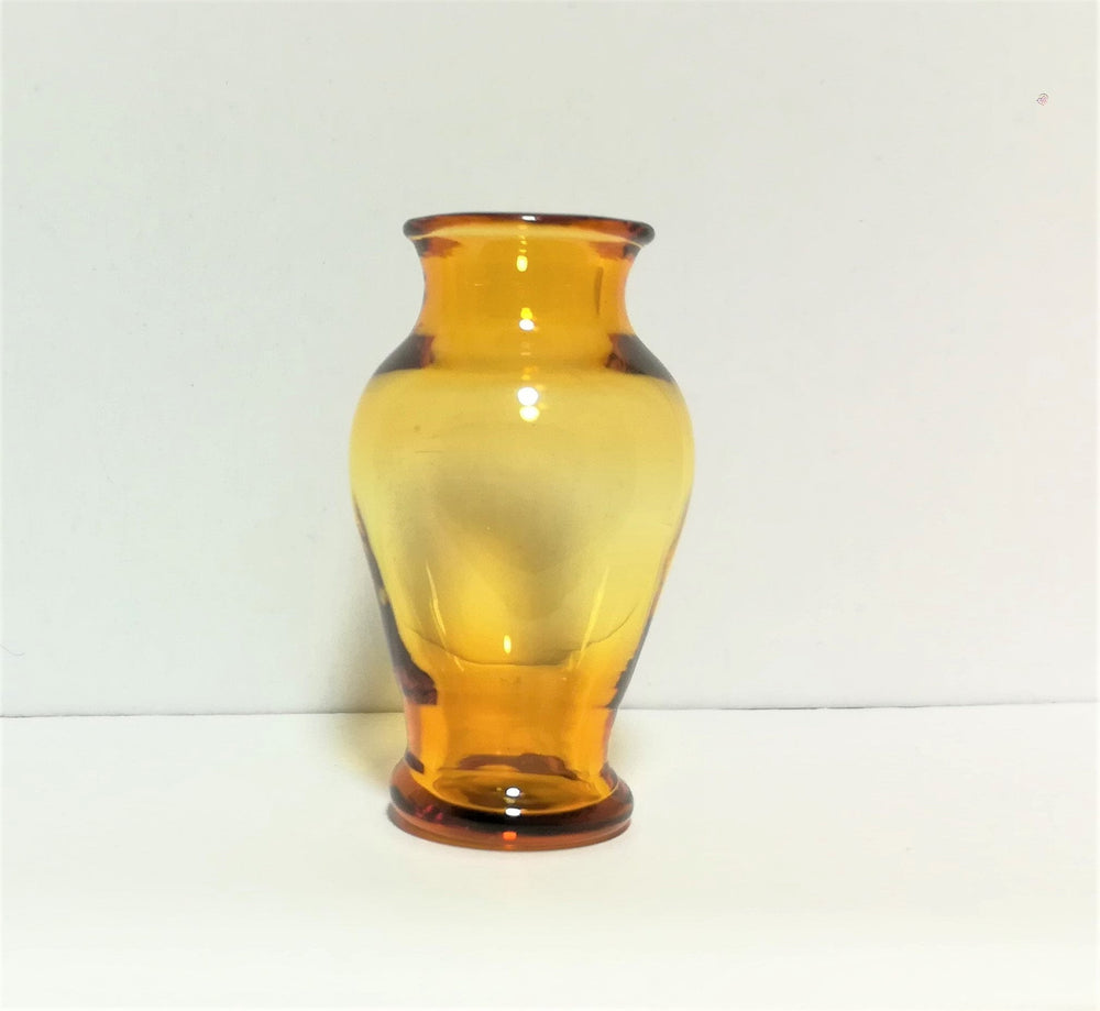 Dollhouse Miniature Pedestal Vase Large Amber Glass 1:12 Scale for flowers - Miniature Crush
