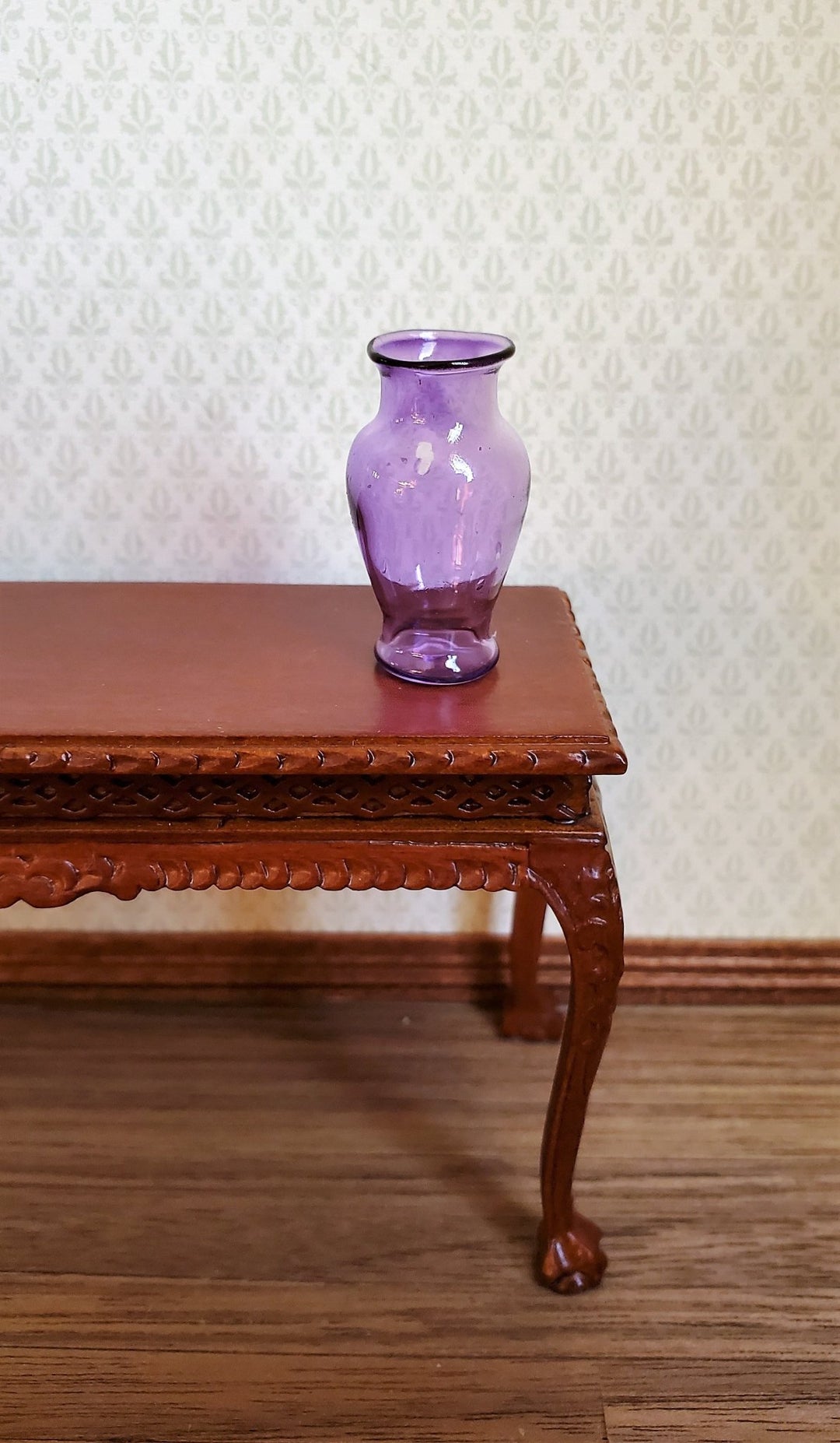 Dollhouse Miniature Pedestal Vase Large Purple 1:12 Scale for flowers - Miniature Crush