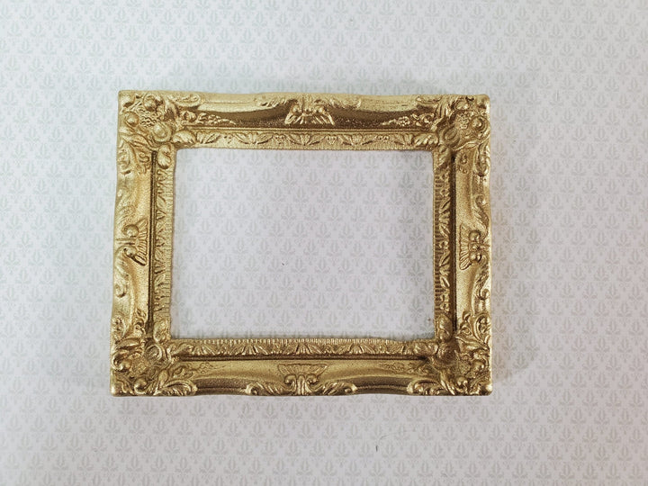 Dollhouse Miniature Picture Frame 1:6 Scale Large Fancy Gold for Painting - Miniature Crush