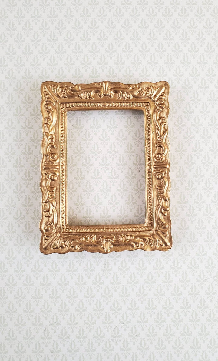 Dollhouse Miniature Picture Frame Fancy Gold 1:12 Scale 2 5/8" x 2" - Miniature Crush