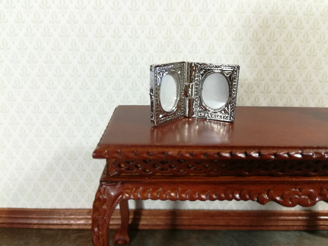 Dollhouse Miniature Picture Frame Fancy Silver Double for Photos 1:12 Scale - Miniature Crush