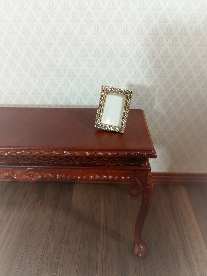 Dollhouse Miniature Picture Frame Small Gold Metal Rectangle with Stand 1:12 Scale - Miniature Crush
