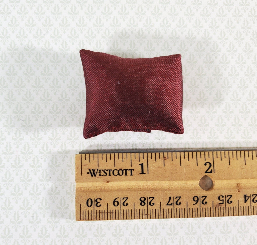 Dollhouse Miniature Pillow Burgundy Handmade 1:12 Scale 1 1/2" - Miniature Crush