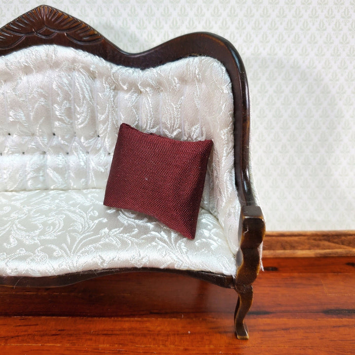 Dollhouse Miniature Pillow Burgundy Handmade 1:12 Scale 1 1/2" - Miniature Crush