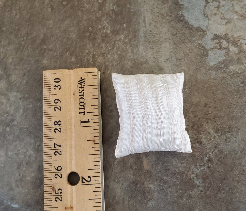 Dollhouse Miniature Pillow Ecru Striped Handmade 1:12 Scale 1 1/2" - Miniature Crush