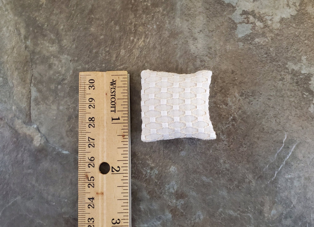 Dollhouse Miniature Pillow Ecru Weave Handmade 1:12 Scale 1 1/2" - Miniature Crush