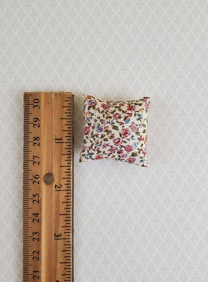 Dollhouse Miniature Pillow Floral Print Handmade 1:12 Scale 1 1/2" - Miniature Crush