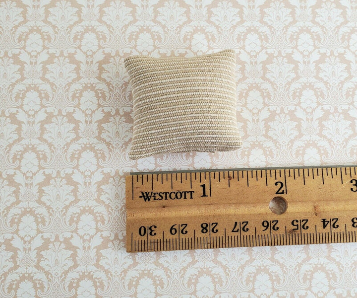 Dollhouse Miniature Pillow Tan Ribbed Handmade 1:12 Scale 1 1/2" - Miniature Crush