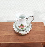 Dollhouse Miniature Pitcher with Handle and Bowl Wash Basin LARGE Ceramic - Miniature Crush