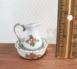 Dollhouse Miniature Pitcher with Handle and Bowl Wash Basin LARGE Ceramic - Miniature Crush
