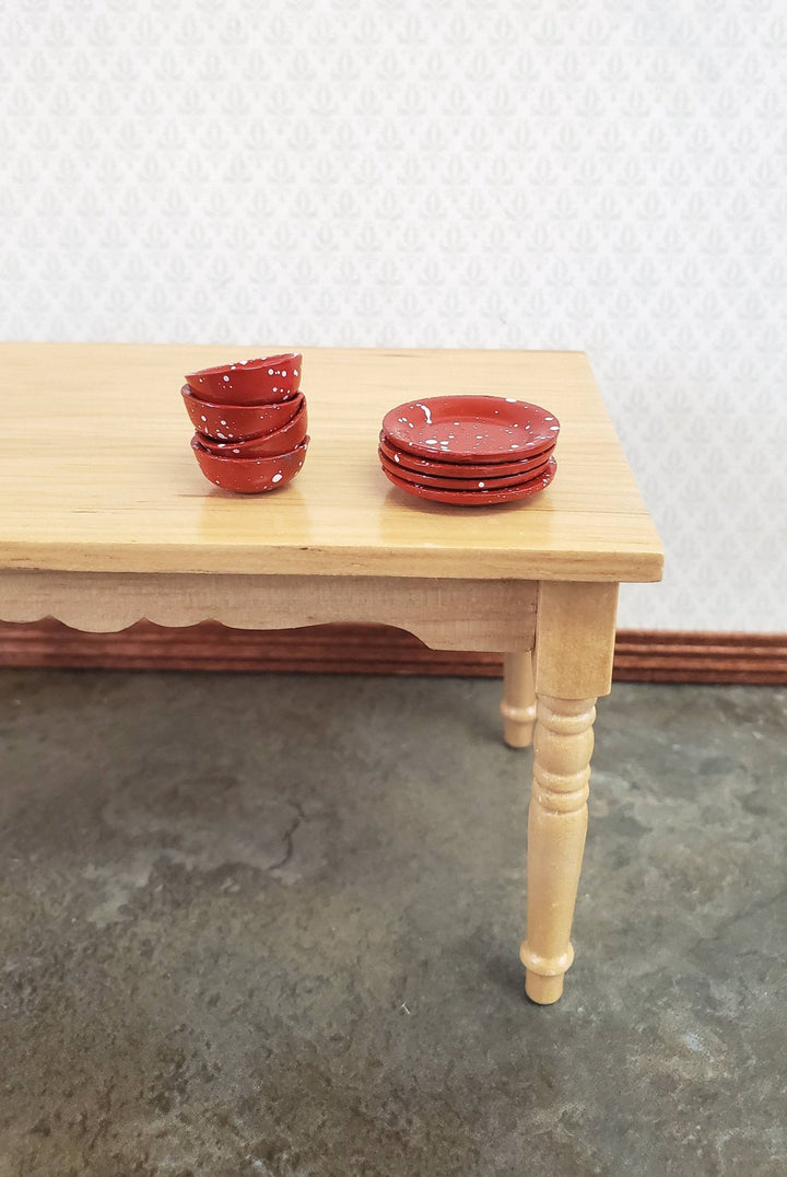 Dollhouse Miniature Plates & Bowls Red Speckled 1:12 Scale Kitchen Accessories - Miniature Crush