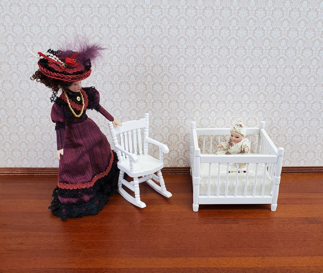 Dollhouse Miniature Playpen White Wood 1:12 Scale Nursery Room Furniture - Miniature Crush