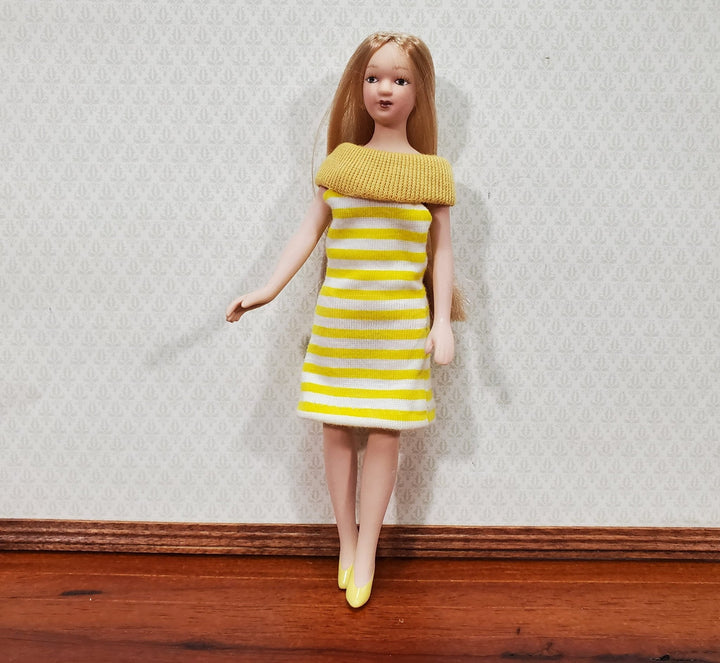 Dollhouse Miniature Porcelain Doll Modern Female Mom 1960s 1:12 Scale - Miniature Crush