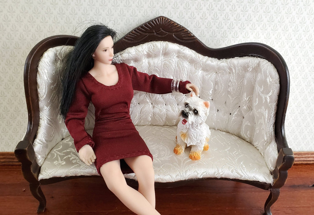 Dollhouse Miniature Puppy Dog Westie 1:12 Scale Pet West Highland Terrier Sitting - Miniature Crush
