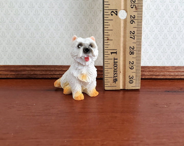 Dollhouse Miniature Puppy Dog Westie 1:12 Scale Pet West Highland Terrier Sitting - Miniature Crush