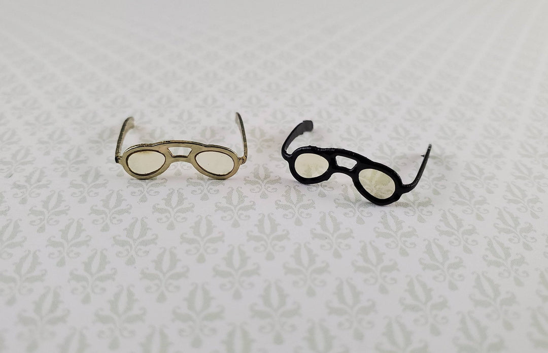Dollhouse Miniature Reading Glasses 2 Pair Gold & Black 1:12 Scale Accessories - Miniature Crush