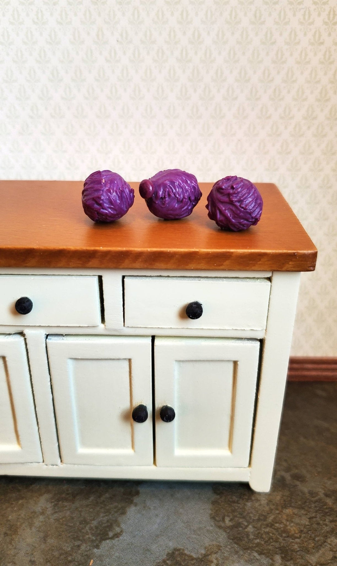 Dollhouse Miniature Red Cabbage 3 Heads 1:12 Scale Kitchen Food Vegetables - Miniature Crush