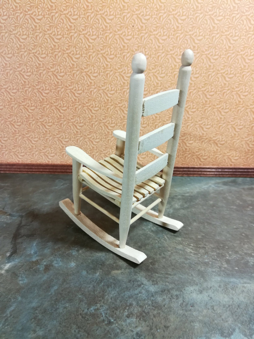Dollhouse Miniature Rocking Chair Classic Ladderback 1:12 Scale Furniture Unfinished - Miniature Crush