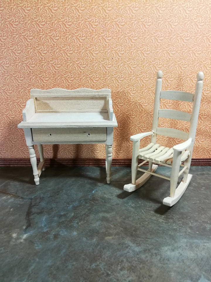 Dollhouse Miniature Rocking Chair Classic Ladderback 1:12 Scale Furniture Unfinished - Miniature Crush