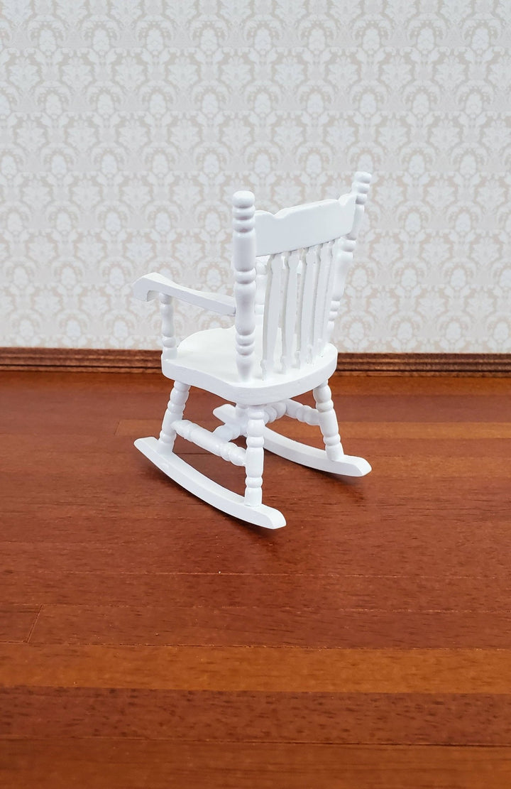 Dollhouse Miniature Rocking Chair White Wood 1:12 Scale Furniture - Miniature Crush