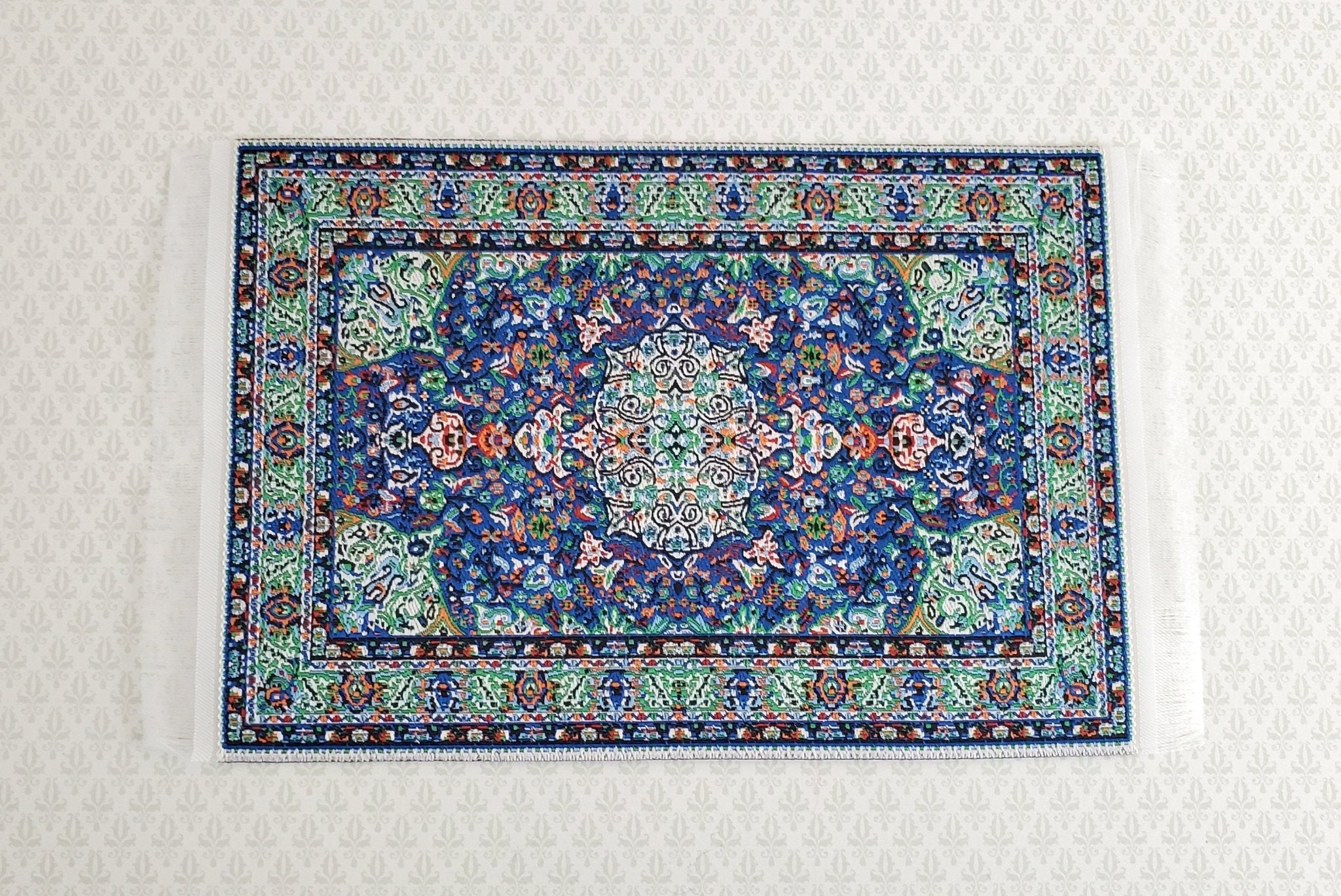 Dollhouse Miniature Rug Small Blue Green 6 1/4