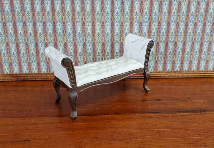 Dollhouse Miniature Settee Bench White Padded 1:12 Scale Furniture - Miniature Crush