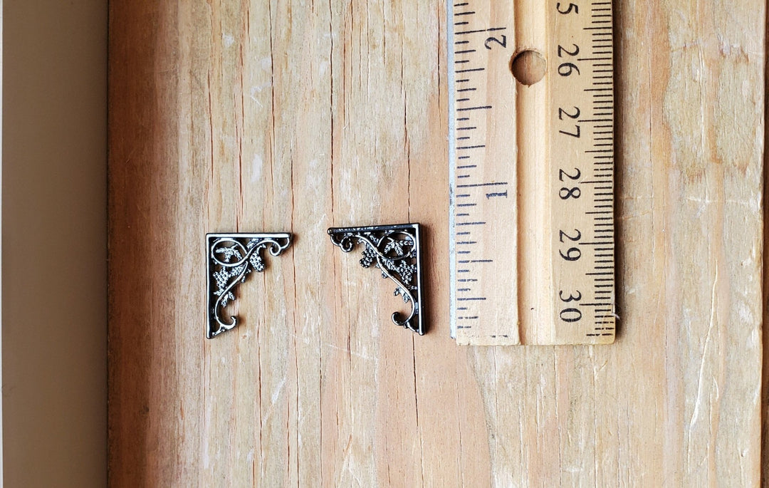 Dollhouse Miniature Shelf Brackets Grapevine Design Small Metal 1:12 Scale Set of 2 - Miniature Crush