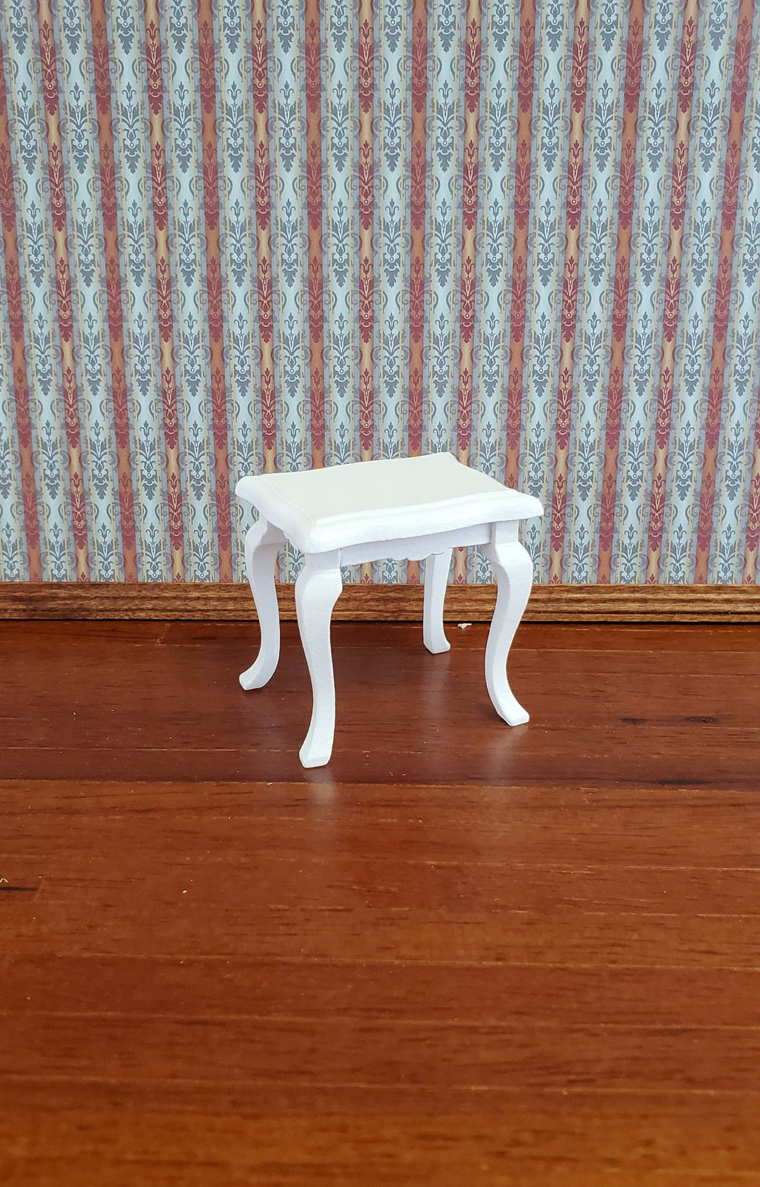 Dollhouse Miniature Side or End Table Curvy Top White Fancy 1:12 Scale Wood Furniture - Miniature Crush