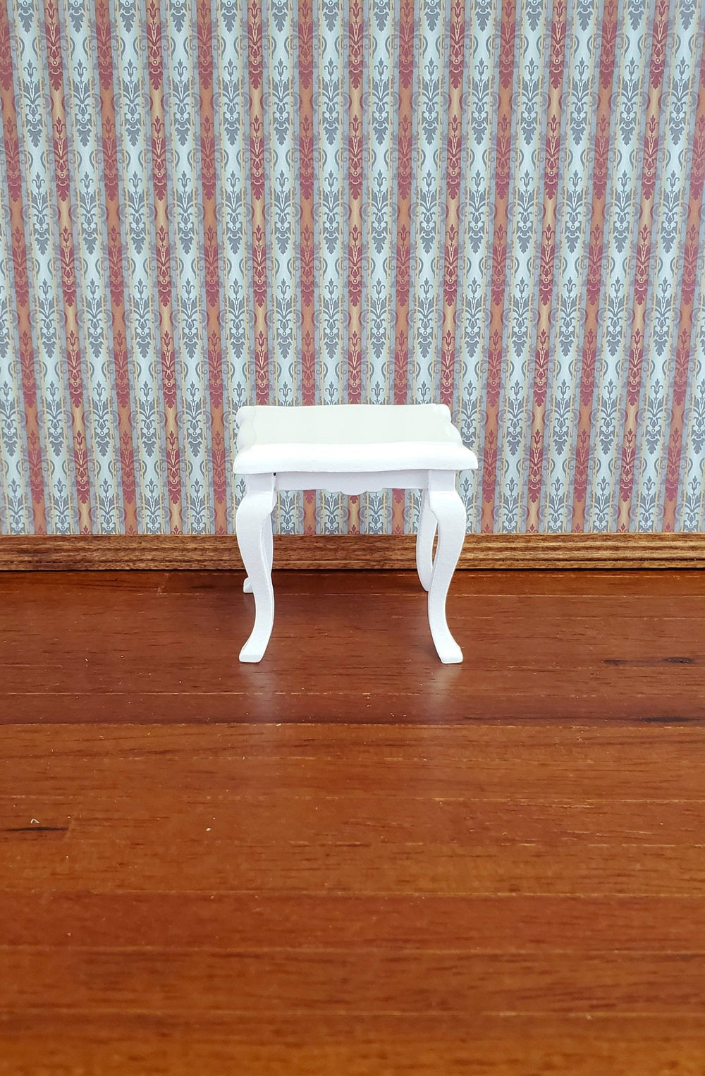 Dollhouse Miniature Side or End Table Curvy Top White Fancy 1:12 Scale Wood Furniture - Miniature Crush