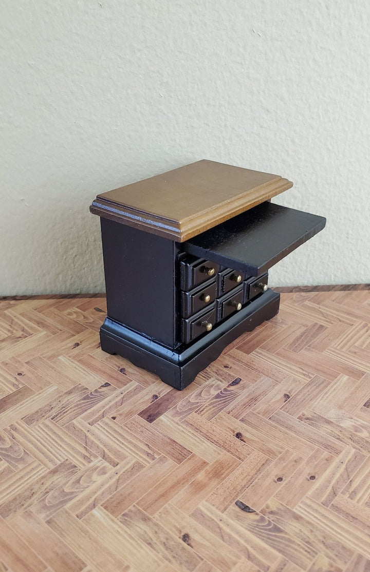 Dollhouse Miniature Side Table or Night Stand with Drawers 1:12 Scale Black T6773 - Miniature Crush