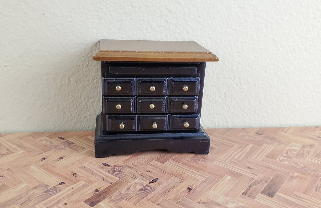 Dollhouse Miniature Side Table or Night Stand with Drawers 1:12 Scale Black T6773 - Miniature Crush