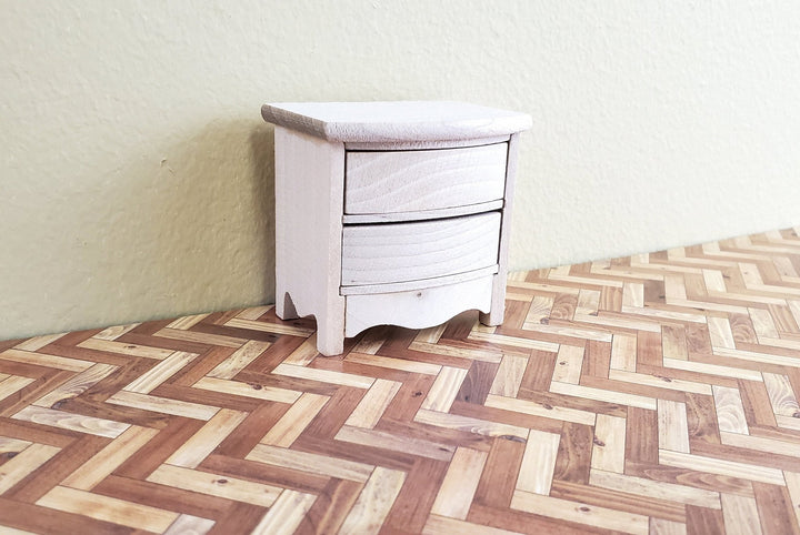 Dollhouse Miniature Side Table or Nightstand with 2 Drawers Barewood 1:12 Scale Furniture - Miniature Crush