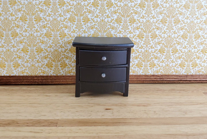 Dollhouse Miniature Side Table or Nightstand with 2 Drawers Black 1:12 Scale Furniture - Miniature Crush