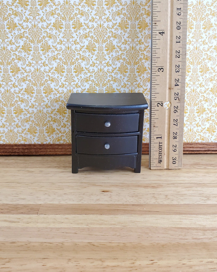Dollhouse Miniature Side Table or Nightstand with 2 Drawers Black 1:12 Scale Furniture - Miniature Crush