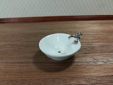 Dollhouse Miniature Sink Top Round White for Kitchen or Bathroom Ceramic 1:12 Scale - Miniature Crush