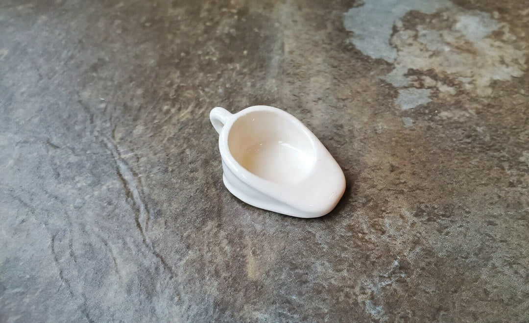 Dollhouse Miniature Slipper Bedpan Chamber Pot 1:12 Scale White Ceramic - Miniature Crush